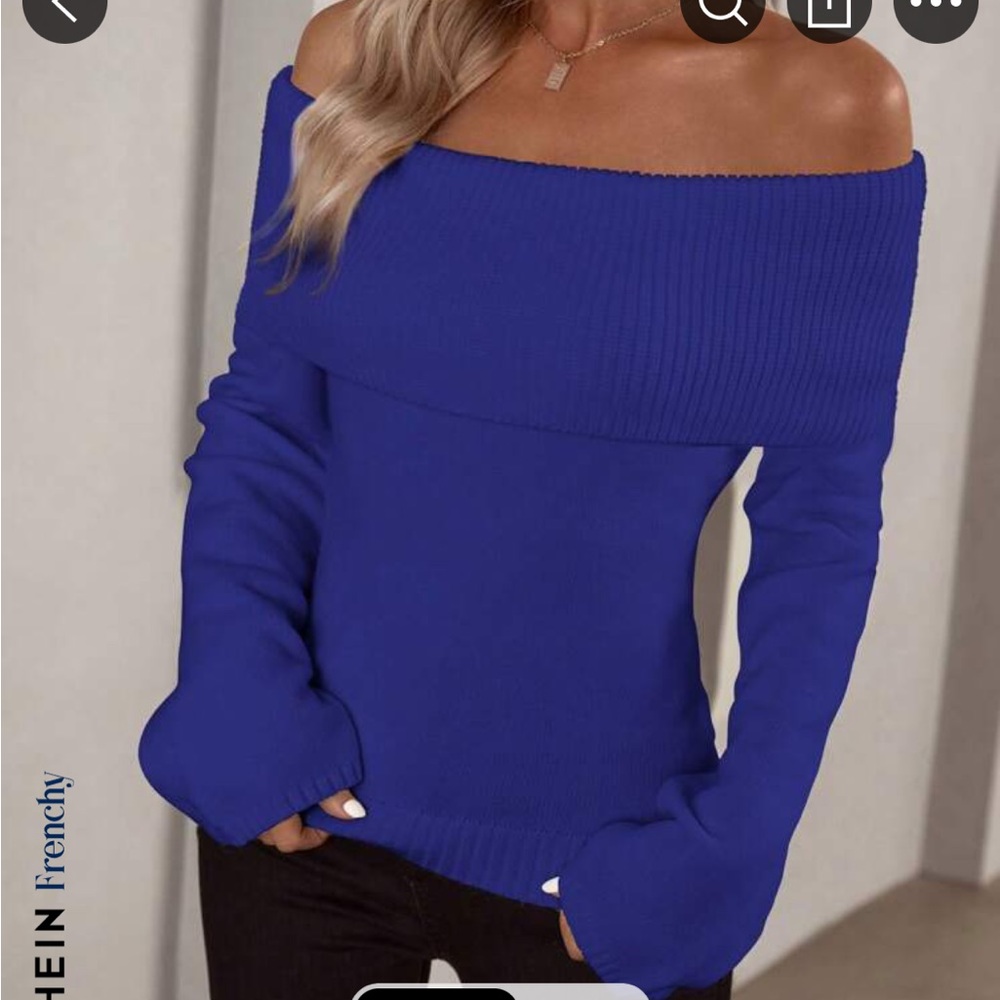 Shein Royal Blue off the shoulder sweater